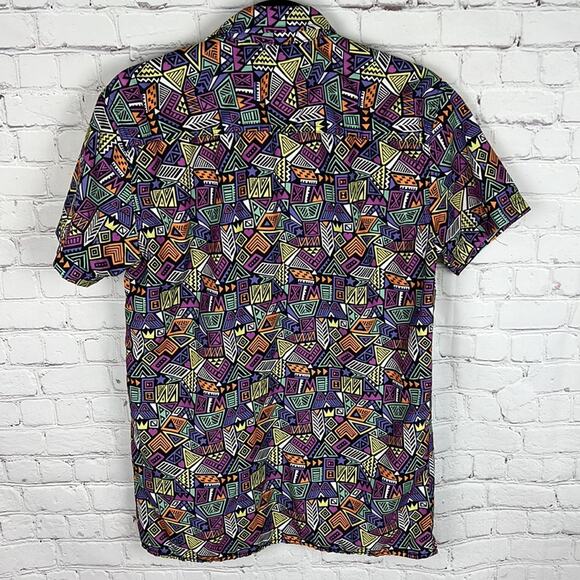 Surf Society Men’s Button Up Shirt Bright Abstract Design Vented Size M Coastal - Picture 3 of 11